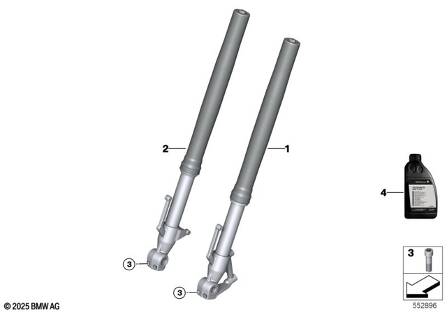 33358522750 - Front Axle, Front Suspension: Fillister-Head Screw - M8X30-8.8 for BMW-Motorrad Image