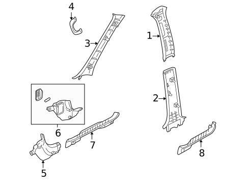 Interior Trim - Pillars for 2007 Mercury Mariner #0
