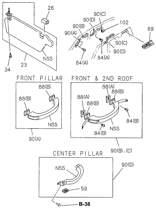 Sunvisor - Assist Grip for 1996 Acura SLX #0