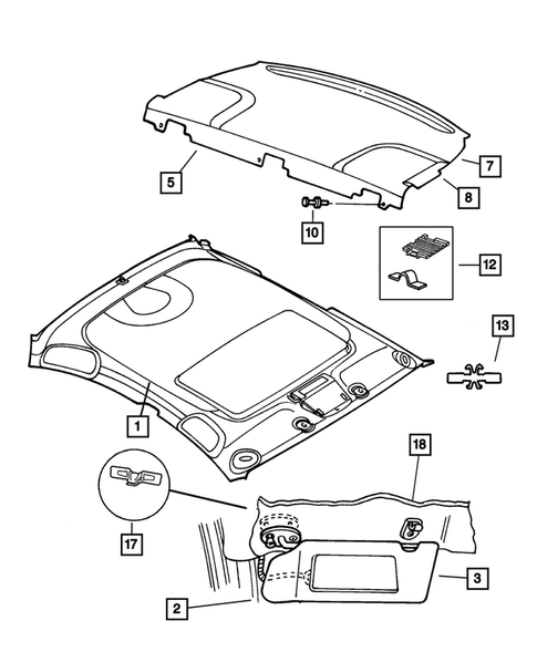 Headliner and Visor for 2003 Chrysler Concorde #0