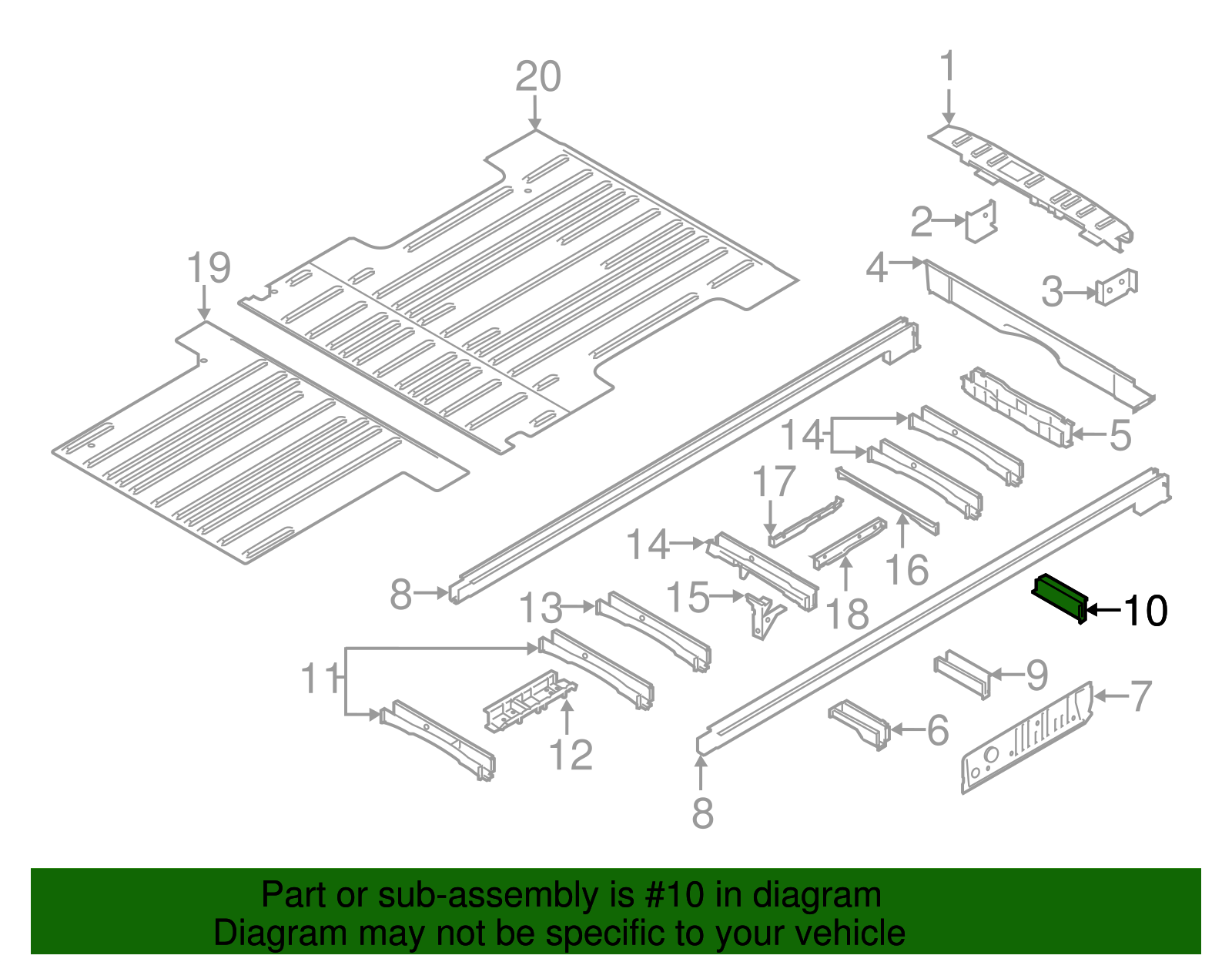 2015-2021 Ford | Floor Reinforced | BK3Z-6110716-D | Walls' Ford Parts