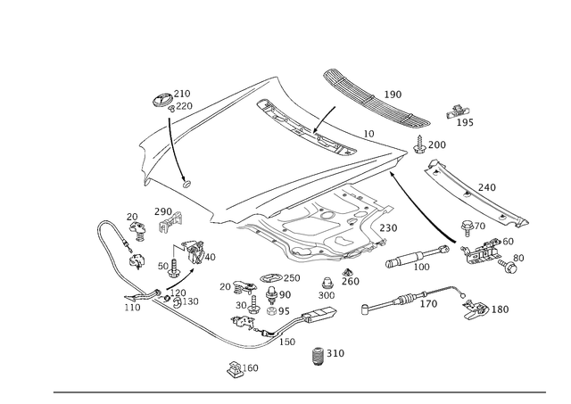2039800464 - Attachment Parts: Gas-Operated Spring for Mercedes-Benz Image image