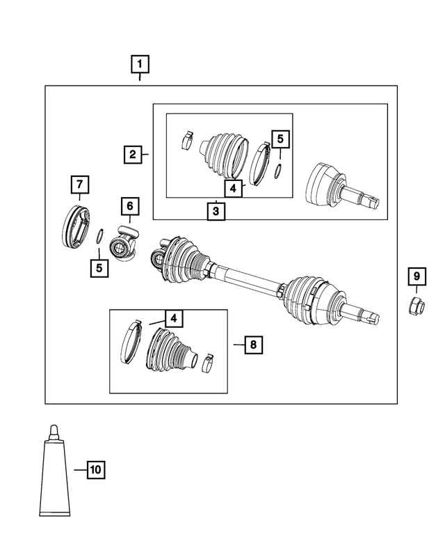 68173891AA - Front Wheel Drive; Diff and Drive Line: Half Shaft Boot Kit for Mopar Image