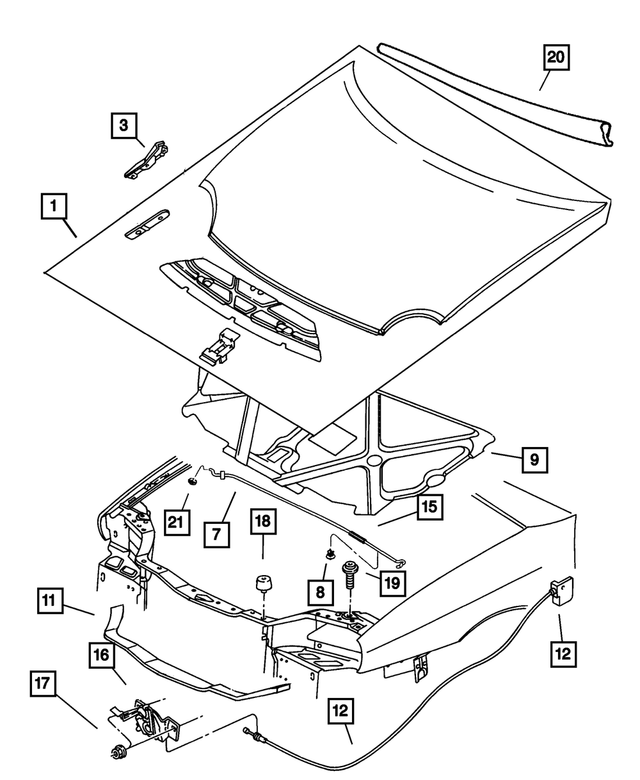 5134116AB - Body Sheet Metal Except Doors: Hood for Mopar Image
