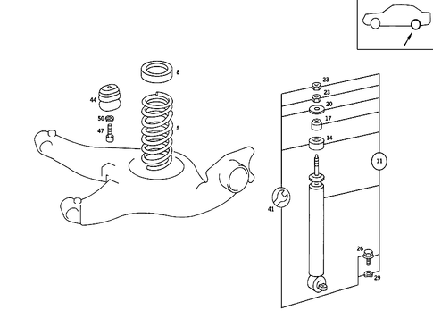 Rear Springs and Suspension Standard Suspension for 1993 Mercedes-Benz 300SE #1