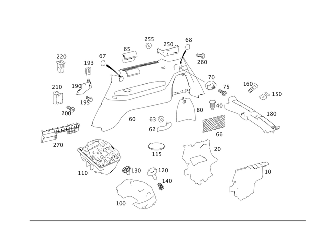 2516940200 - Covering and Lining: Trim, Rear Panel for Mercedes-Benz: R320, R350, R500 Image image