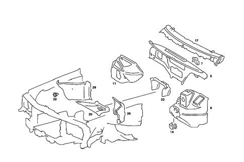 Fire Wall and Connection Parts for 1990 Mercedes-Benz 190E #2