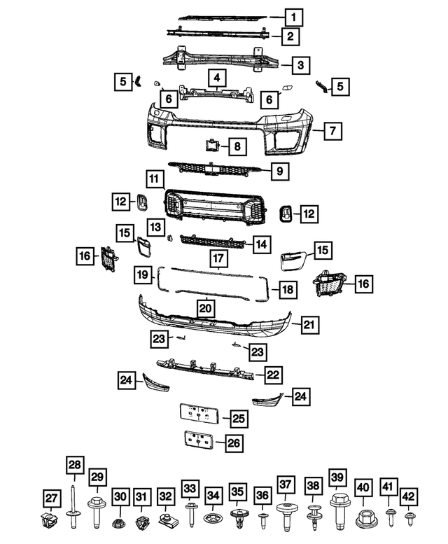 68477939AB - Frame, Bumper and Fascia: Front Bumper Beam for Jeep: Grand Cherokee, Grand Cherokee L Image