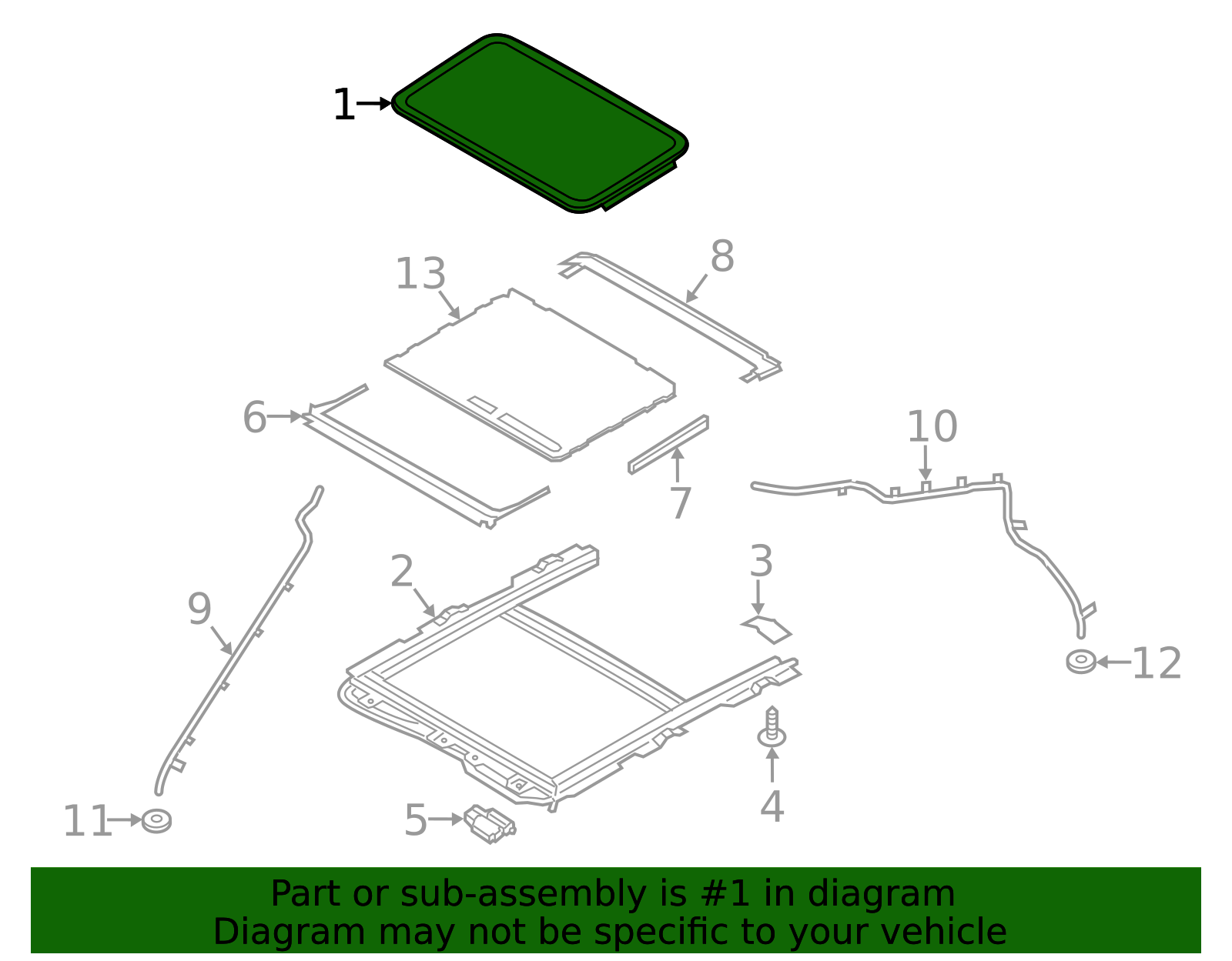 DS7Z-54500A18-G - Sunroof Glass 2013-2020 Ford | Ford Parts Direct