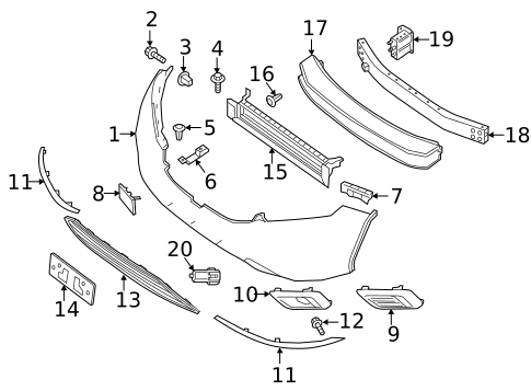 Bumper & Components - Front for 2017 Nissan Murano #0