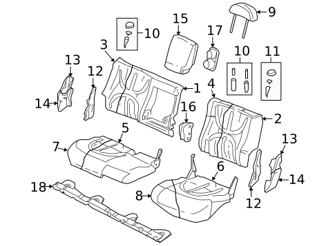 Rear Seat Components for 2001 Dodge Durango #1