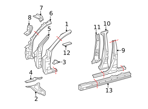 Center Pillar & Rocker for 2009 Lexus IS F #0