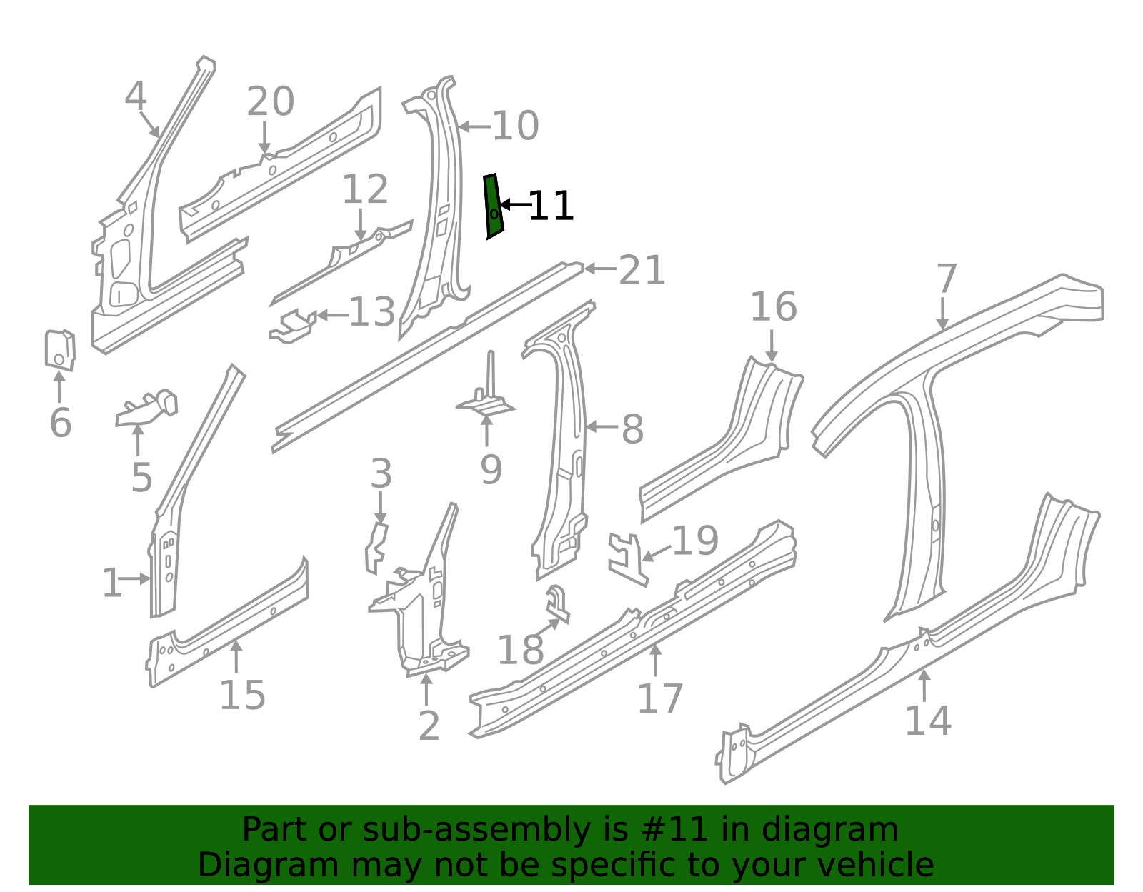 971-809-525-Y-GRV - High-Quality Body B-Pillar Reinforcement Bracket ...