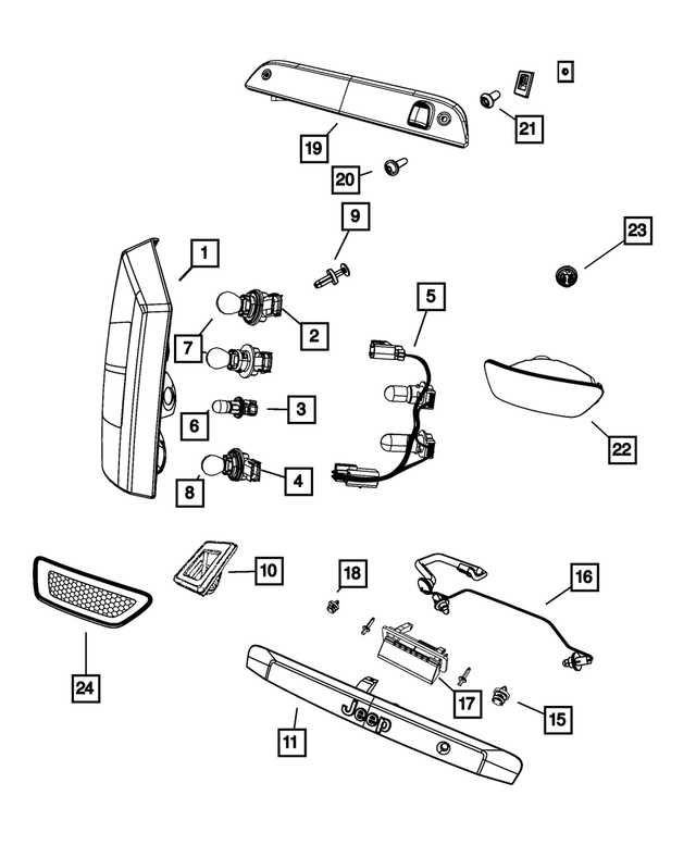 5272927AB - : Tail Stop Turn Side Marker Lamp, Left for Mopar Image