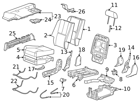 Rear Seat Components for 2012 Cadillac Escalade #7