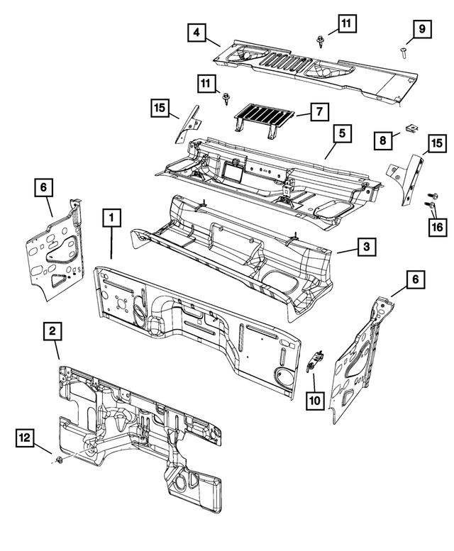 4589844AF - Body Sheet Metal Except Doors: Dash Panel for Jeep: Wrangler, Wrangler JK Image