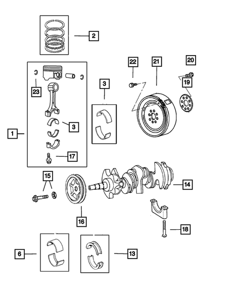 Crankshaft, Piston and Drive Plate for 2005 Chrysler Sebring #0