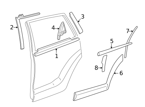 Exterior Trim - Rear Door for 2004 Pontiac Vibe #0
