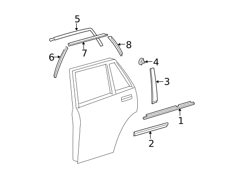 Exterior Trim - Rear Door for 2007 Lexus RX350 #0