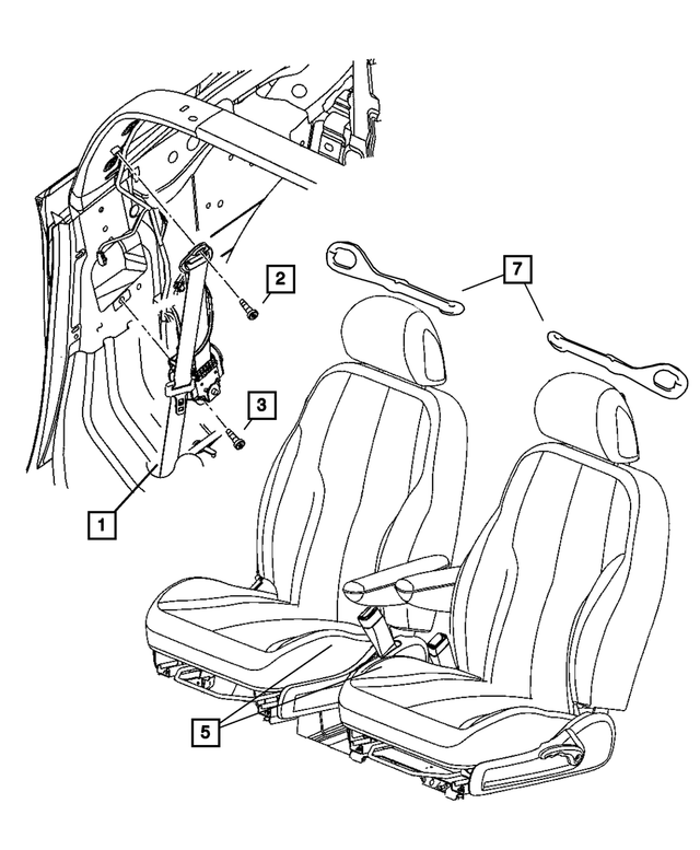 1AK50DK5AF - Interior Trim: Front Outer Seat Belt, Right for Mopar Image