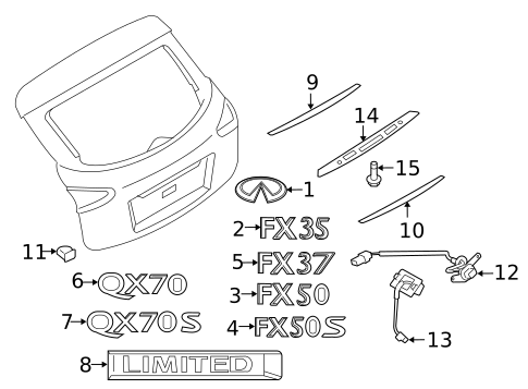 Exterior Trim - Lift Gate for 2015 INFINITI QX70 #0