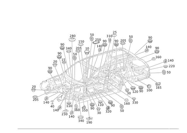 39976586 - Body Shell: Stop Plug for Mercedes-Benz: 250, 300S, C230, C240, C280, C32 AMG, C320, C350, C55 AMG, CL550, CL600, CL63 AMG, CL65 AMG, CLS500, CLS55 AMG, CLS550, CLS63 AMG, E320, E500, E55 AMG, GL320, GL550, ML320, ML350, ML450, ML500, ML550, ML63 AMG, R320, R350, R500, S350, S400, S500, S550, S600, S63 AMG, SLK280, SLK300 Image image