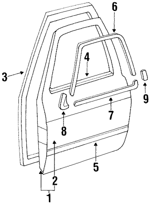 Exterior Trim - Front Door for 1991 Volkswagen Jetta #0