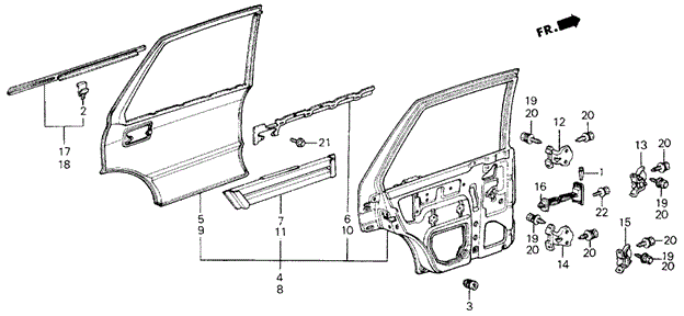 Rear Door Panels 4DR for 1985 Honda Civic #0