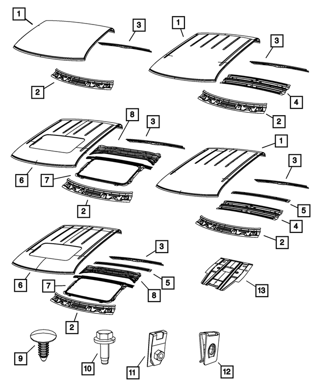 « 68584390AA – Body Sheet Metal Except Doors : Arrière Du Toit Pavillon pour Mopar Image »