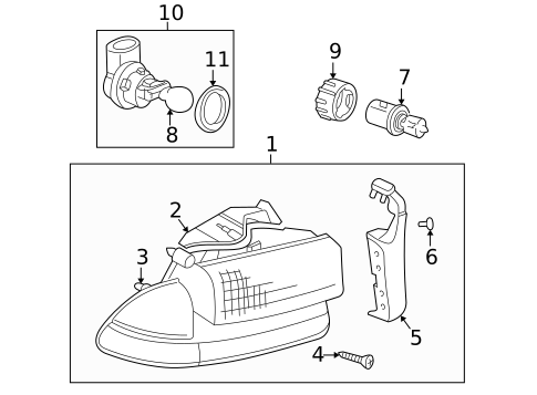 Headlamp Components for 2000 Dodge Durango #0