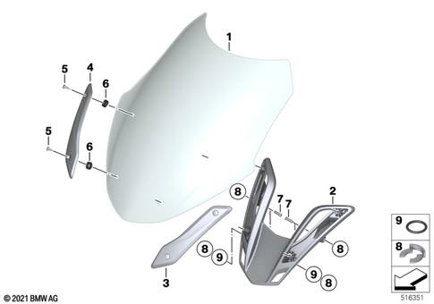 Motorcycle Trim Section, Windshield for 2021 BMW-Motorrad R 1250 RT #10