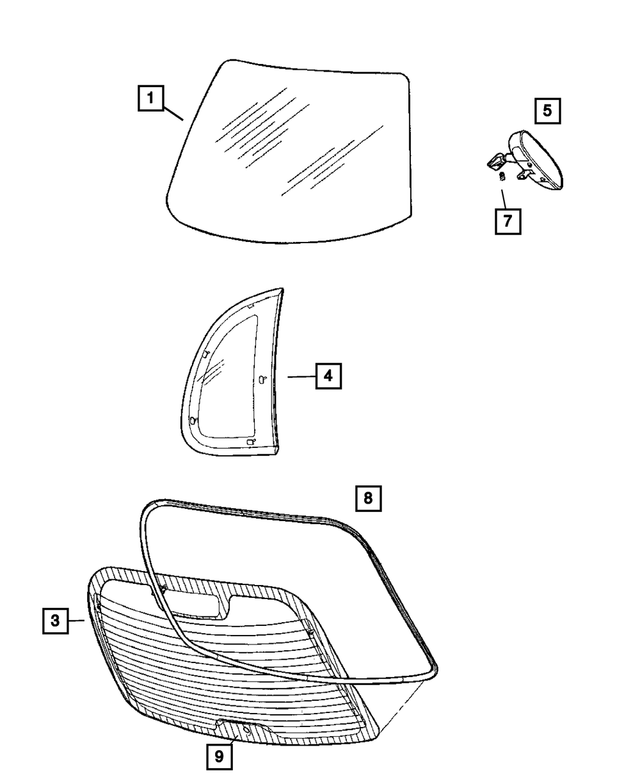 5257961AG - : Quarter Window Glass, Left for Mopar Image