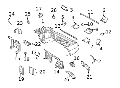 Bumper & Components - Rear for 2002 Mercedes-Benz ML500 #0