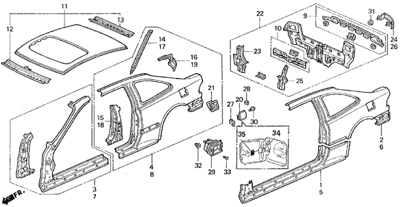 Body Structure (3) for 1995 Honda Civic #0