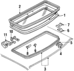 E1FZ61502C50A - Body: Weatherstrip for Ford: Escort, EXP, Tempo, Thunderbird | Mercury: Cougar, Lynx, Topaz Image