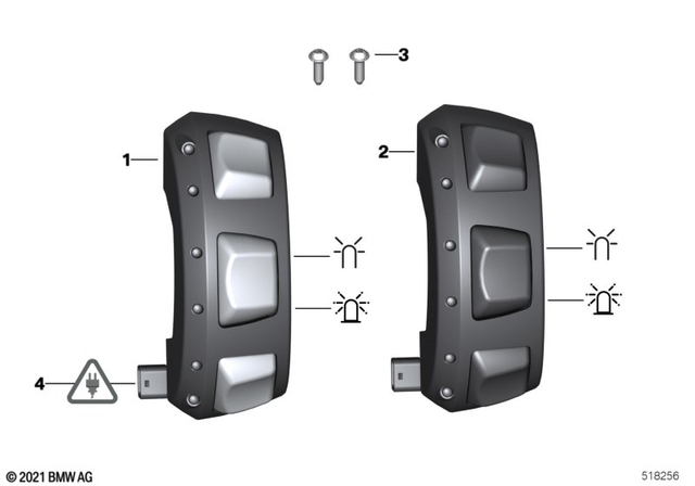 61318394480 - General Electrical System: Auxiliary Switch, Right - Bel./illum for BMW-Motorrad Image