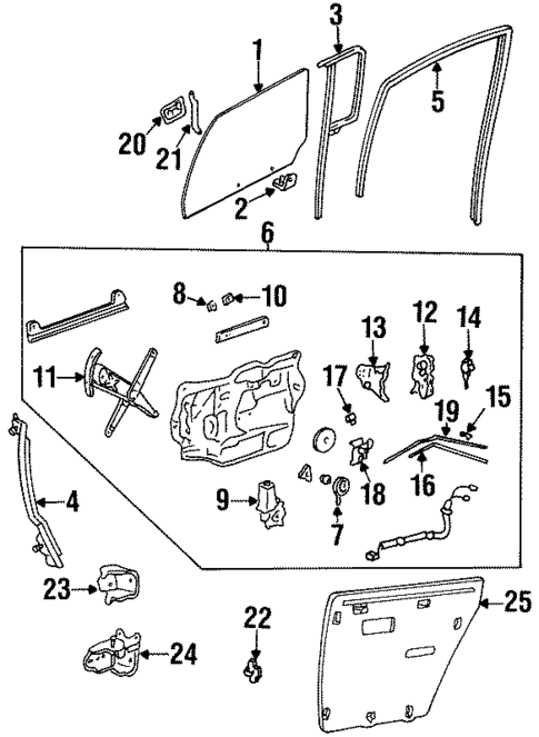 Glass - Rear Door for 1998 Cadillac DeVille #0