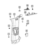 68175335AA - Interior Trim: Trim Screw for Chrysler: 200, Pacifica, Voyager | Dodge: Charger Daytona, Dart, Durango, Hornet | Jeep: Cherokee, Compass, Grand Cherokee, Grand Cherokee L, Grand Cherokee WK, Grand Wagoneer, Wagoneer, Wagoneer S | Ram: 1500 Image