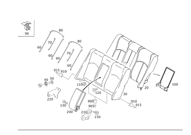 2119202935 - Rear Seat Bench: Outer Cover, Backrest for Mercedes-Benz: E320, E500 Image image
