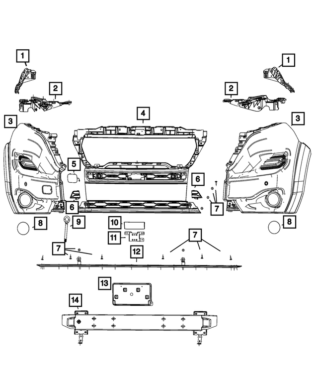 7KR13JXWAA - Frame, Bumper and Fascia: Front Bumper Fascia, Left for Mopar Image
