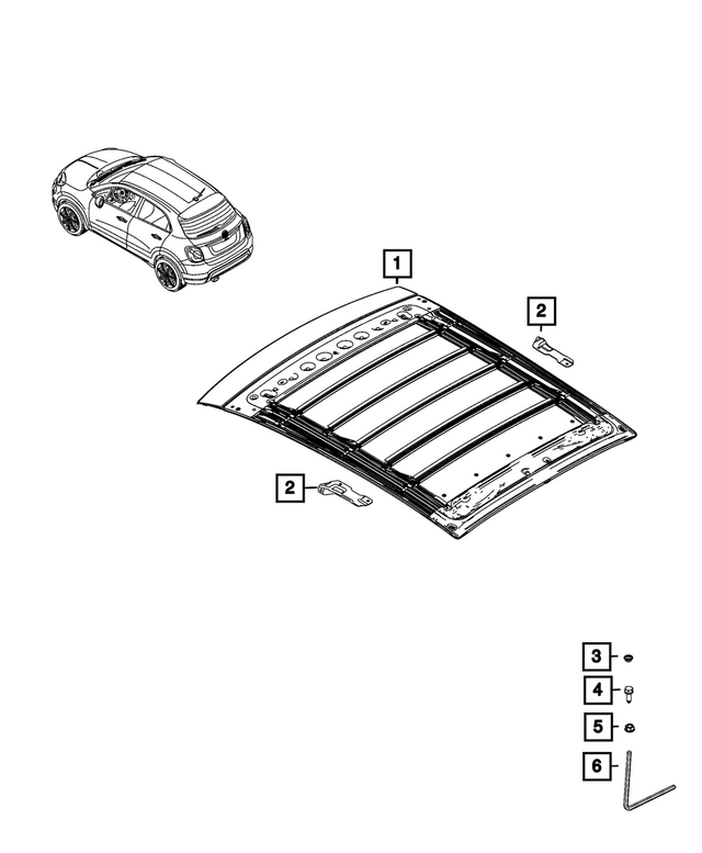 7KH38U06AA - Body Sheet Metal Except Doors: Folding, Complete Top for Fiat: 500X Image