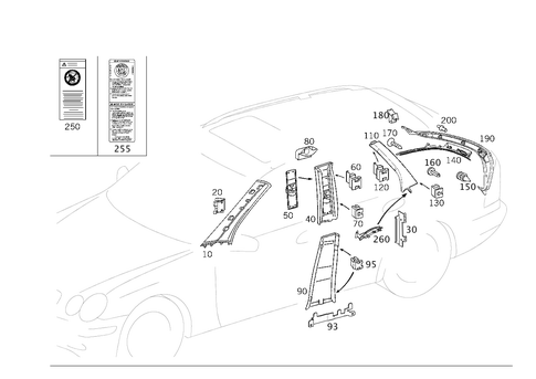 Paneling for a, B, C and D-Pillars for 2005 Mercedes-Benz C240 #0