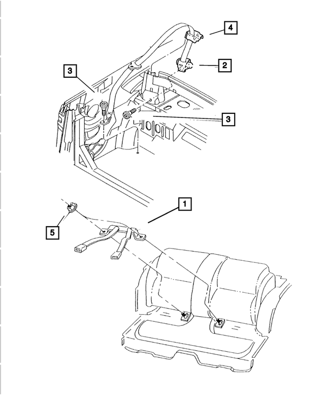 PV601DVAE - : Rear Outer Seat Belt, Right for Mopar Image