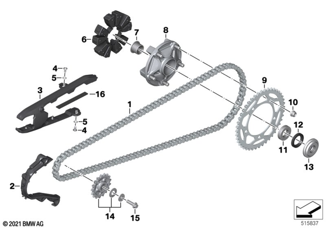 33817106113 - Rear Axle, Rear-Wheel Drive, Suspension: M Endurance Chain - 122Gl for BMW-Motorrad Image image