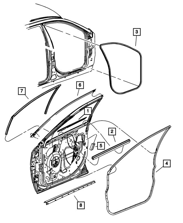 « 4894475AE –  : Latéral De Porte Avant Joint D`etancheite, Côté Gauche pour Mopar Image »