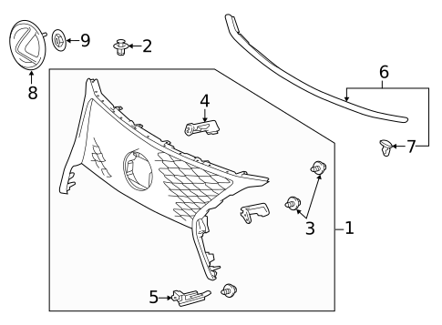 Grille & Components for 2015 Lexus RX350 #1