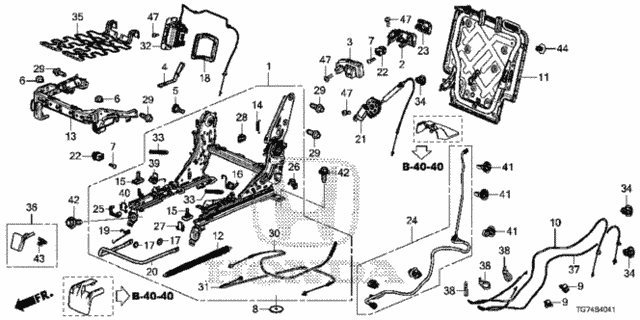 Middle Seat Components (R.) (Bench Seat) for 2016 Honda Pilot #0