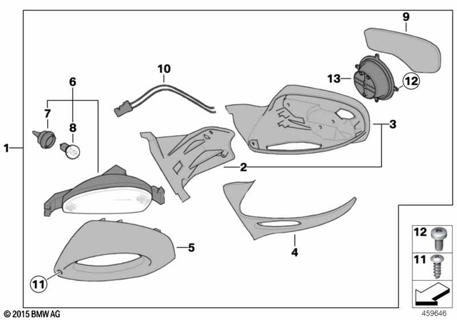 51167672036 - Frame and Mounting Parts: Right Rear View Mirror - Chrom for BMW-Motorrad Image