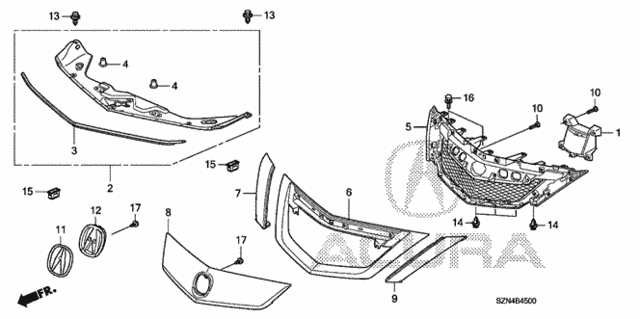 Front Grille (-'12) for 2011 Acura ZDX #0