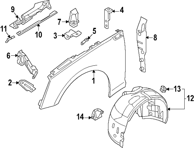 8W0821469 - Body: Reinforced Bracket for Audi Image